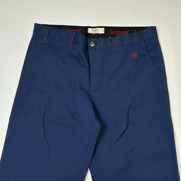 Lesmart Men’s Golf Chino Pants Size 38x32 Blue Red Stretch Relaxed Straight - Picture 3 of 13